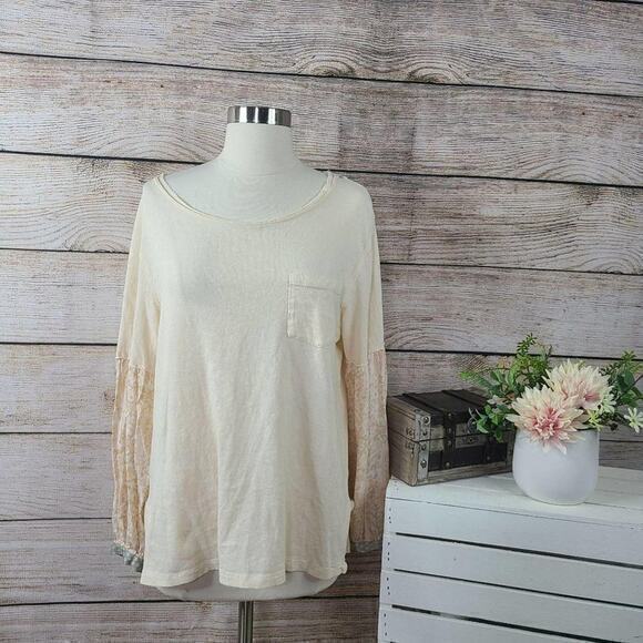 Free People Jade Colorblock Long Sleeve Pocket Tee XS - Picture 1 of 4